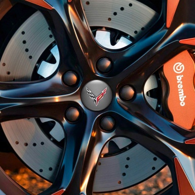 Chevrolet Corvette Silicone Stickers Wheel Center Cap Carbon with 3D Logo