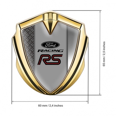 Ford RS Metal Emblem Self Adhesive Gold Industrial Steel Effect