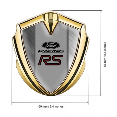 Ford Metal 3D Domed Emblem Gold Brushed Steel Rallye Sport Edition