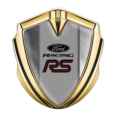 Ford Metal 3D Domed Emblem Gold Brushed Steel Rallye Sport Edition