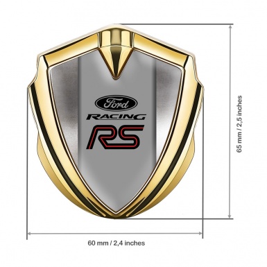 Ford RS Fender Emblem Badge Gold Metallic Sheet Pattern Racing Logo