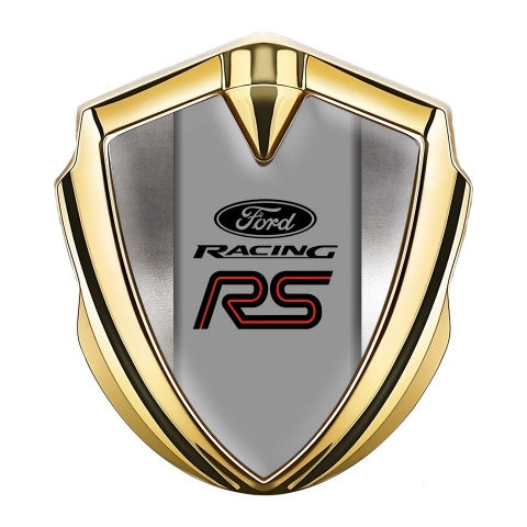 Ford RS Fender Emblem Badge Gold Metallic Sheet Pattern Racing Logo