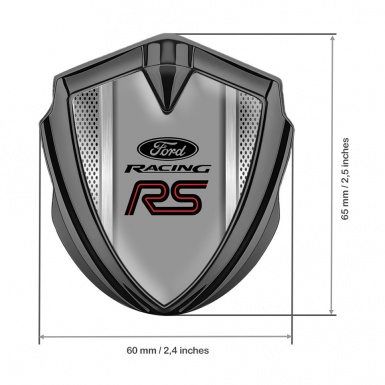 Ford RS Emblem Trunk Badge Graphite Steel Grate Texture Rallye Sport Logo