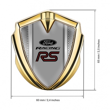 Ford RS Emblem Trunk Badge Gold Steel Grate Texture Rallye Sport Logo