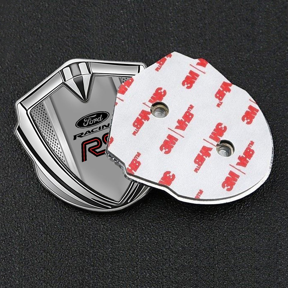 Ford RS Emblem Trunk Badge Silver Steel Grate Texture Rallye Sport Logo ...