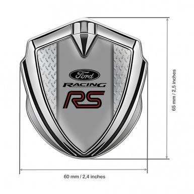 Ford RS Bodyside Emblem Badge Silver Industrial Steel Racing Design