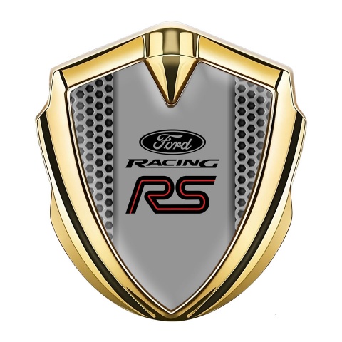 Ford RS Trunk Emblem Badge Gold Honeycomb Frame Rallye Sport Logo