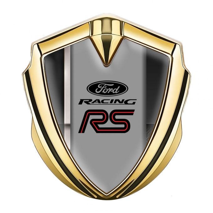Ford RS Emblem Badge Self Adhesive Gold Black White Racing Stripe