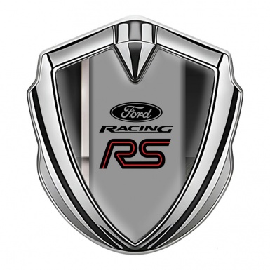 Ford RS Emblem Badge Self Adhesive Silver Black White Racing Stripe