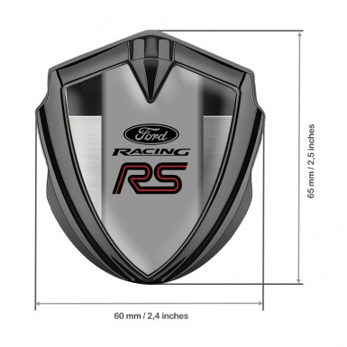 Ford RS Emblem Fender Badge Graphite Brushed Aluminum Racing Edition