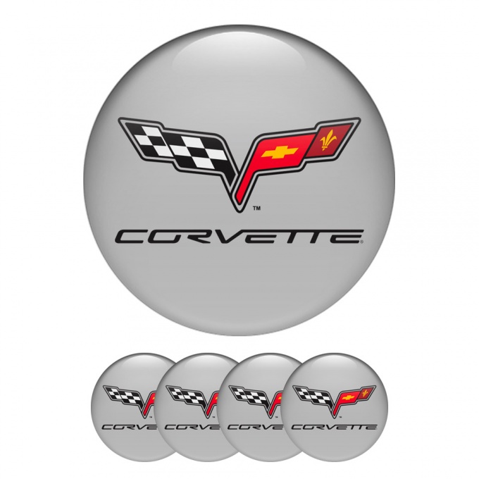 Chevrolet Corvette Silicone Stickers Wheel Center Cap Grey