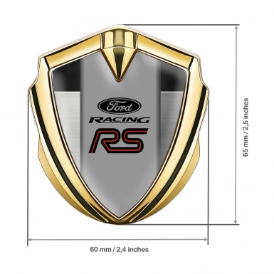 Ford RS Emblem Fender Badge Gold Brushed Aluminum Racing Edition