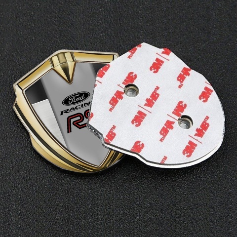 Ford RS Emblem Fender Badge Gold Brushed Aluminum Racing Edition