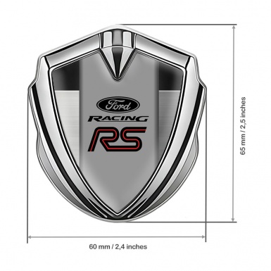 Ford RS Emblem Fender Badge Silver Brushed Aluminum Racing Edition