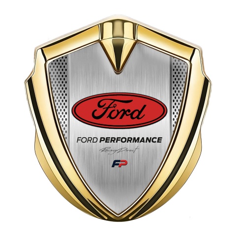 Ford Emblem Trunk Badge Gold Metal Mesh Red Performance Edition