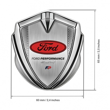Ford Emblem Trunk Badge Silver Metal Mesh Red Performance Edition