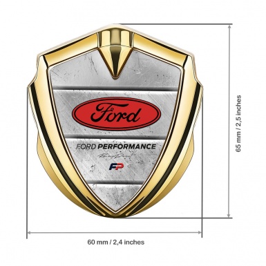 Ford Emblem Self Adhesive Gold Stone Slab Texture Red Oval Design