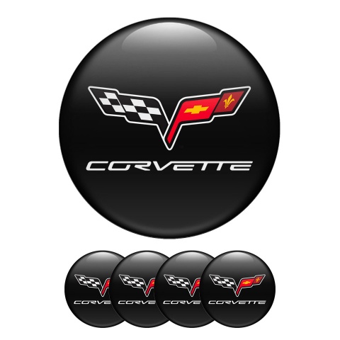 Chevrolet Corvette Silicone Stickers Wheel Center Cap Black