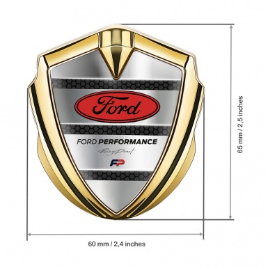 Ford Bodyside Emblem Badge Gold Grey Hex Red Elliptic Logo Design