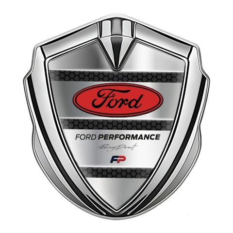 Ford Bodyside Emblem Badge Silver Grey Hex Red Elliptic Logo Design