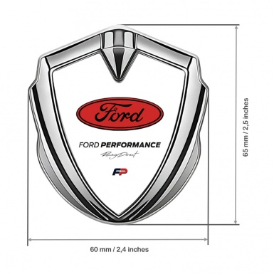 Ford Trunk Emblem Badge Silver White Palette Big Oval Logo Design