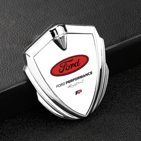 Ford Trunk Emblem Badge Silver White Palette Big Oval Logo Design
