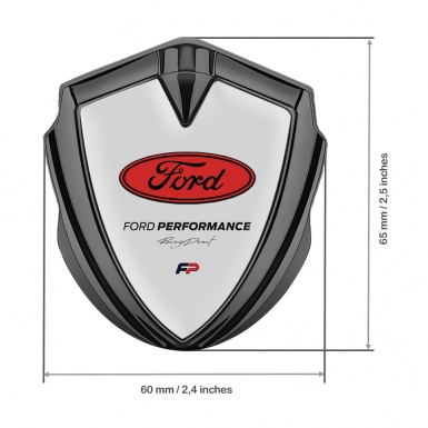 Ford Bodyside Domed Emblem Graphite Grey Background Racing Direct Logo