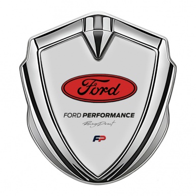 Ford Bodyside Domed Emblem Silver Grey Background Racing Direct Logo