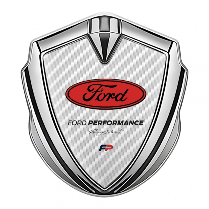 Ford Bodyside Emblem Self Adhesive Silver White Carbon Texture Design