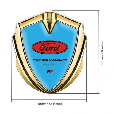 Ford Metal Emblem Self Adhesive Gold Sky Blue Base Performance Design