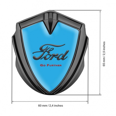 Ford Metal 3D Domed Emblem Graphite Round Logo Go Further Edition