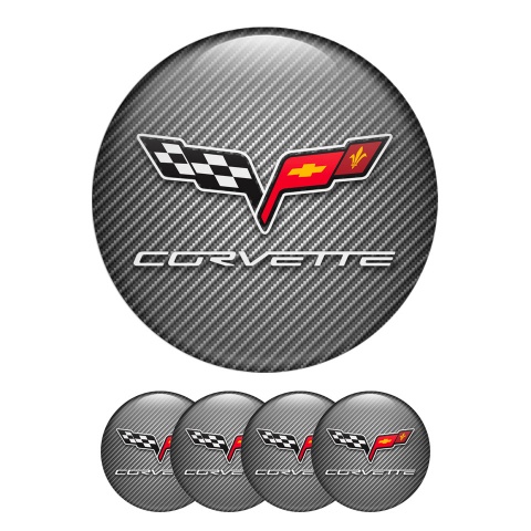 Chevrolet Corvette Silicone Stickers Wheel Center Cap Black Carbon Edition