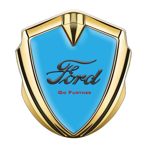 Ford Metal 3D Domed Emblem Gold Round Logo Go Further Edition