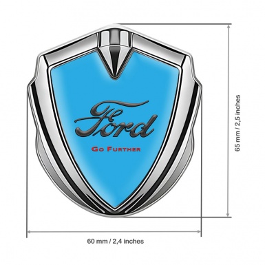 Ford Metal 3D Domed Emblem Silver Round Logo Go Further Edition