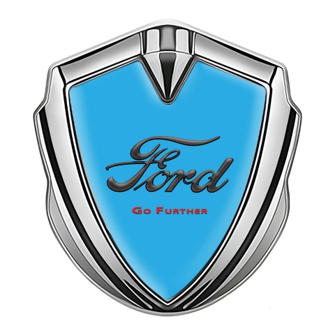 Ford Metal 3D Domed Emblem Silver Round Logo Go Further Edition
