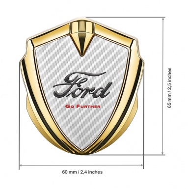 Ford Bodyside Badge Self Adhesive Gold White Carbon Classic Slogan