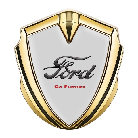 Ford Emblem Badge Self Adhesive Gold Grey Base Vintage Logo Edition