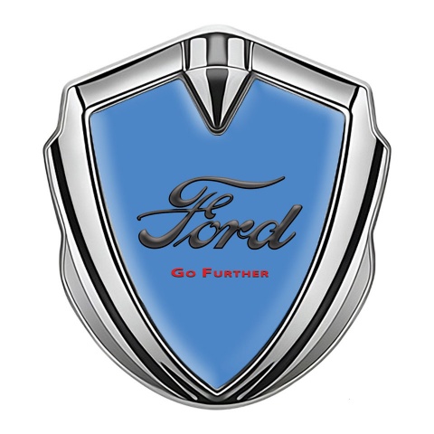 Ford Fender Emblem Badge Silver Glacial Blue Dark Classic Logo Design