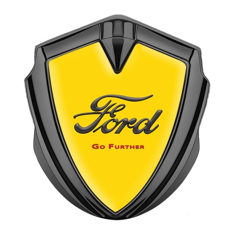 Ford Emblem Trunk Badge Graphite Yellow Background Dark Vintage Edition