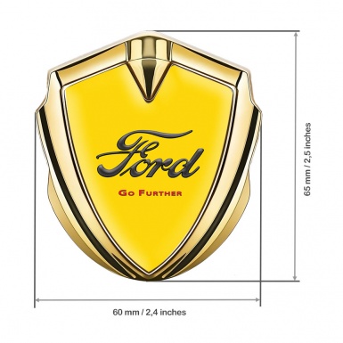 Ford Emblem Trunk Badge Gold Yellow Background Dark Vintage Edition