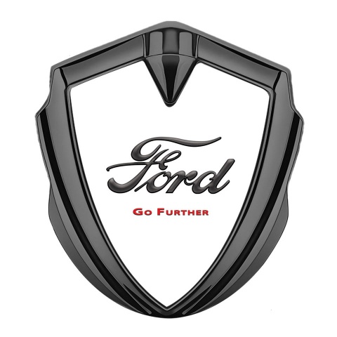 Ford Emblem Self Adhesive Graphite White Background Go Further Slogan