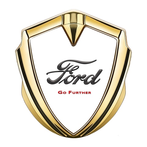 Ford Emblem Self Adhesive Gold White Background Go Further Slogan