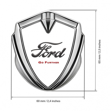 Ford Emblem Self Adhesive Silver White Background Go Further Slogan