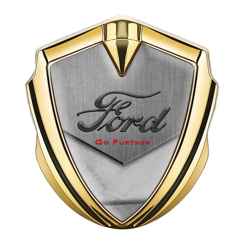 Ford Trunk Emblem Badge Gold Stone Surface Texture Classic Slogan