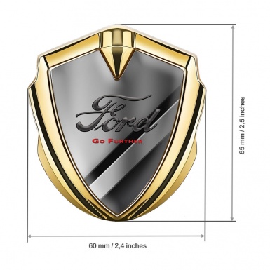 Ford Emblem Car Badge Gold Polished Metal Texture Classic Slogan Logo