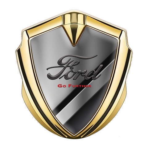 Ford Emblem Car Badge Gold Polished Metal Texture Classic Slogan Logo