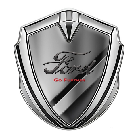 Ford Emblem Car Badge Silver Polished Metal Texture Classic Slogan Logo