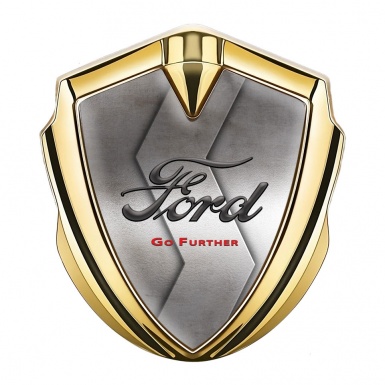 Ford Metal 3D Domed Emblem Gold Dark Mesh Chrome Crest Design