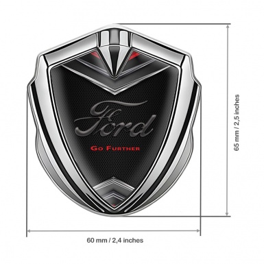 Ford Metal 3D Domed Emblem Silver Dark Mesh Chrome Crest Design