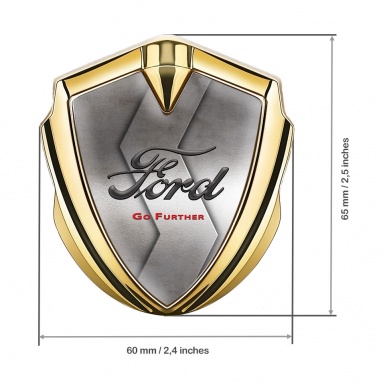 Ford Bodyside Badge Self Adhesive Gold Steel Curved Texture Edition